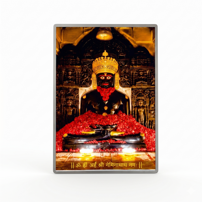 Neminath Bhagwan LED frame 12x17 silver - Girnar Darshan