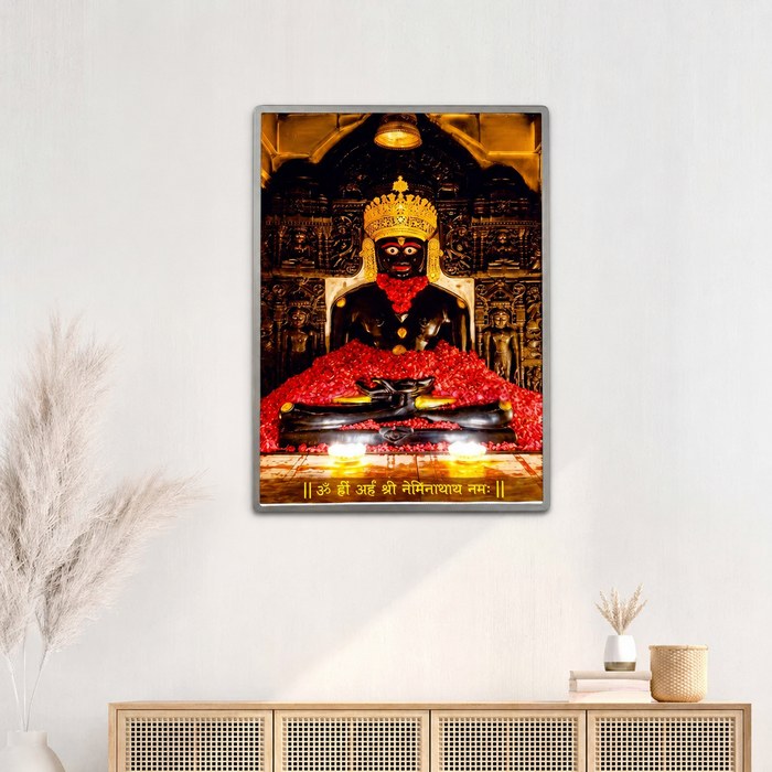 Neminath Bhagwan LED frame 12x17 silver - Girnar Darshan