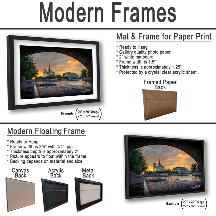 a picture frame with a picture of a city and a picture of a bridge