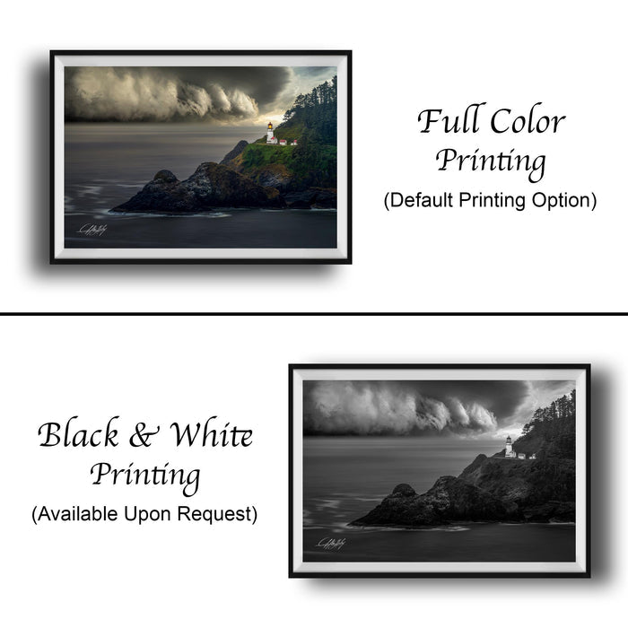 Oregon Coast Lighthouse Print – Heceta Head Nautical Wall Art Canvas 40x101.5 Inches