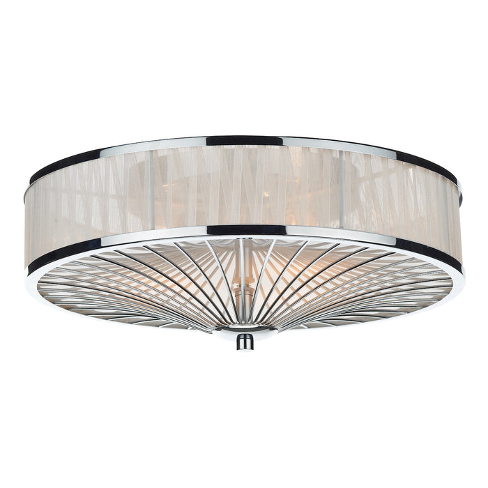 Oslo 3 Light Flush Polished Chrome/ White<br>Polished Chrome
