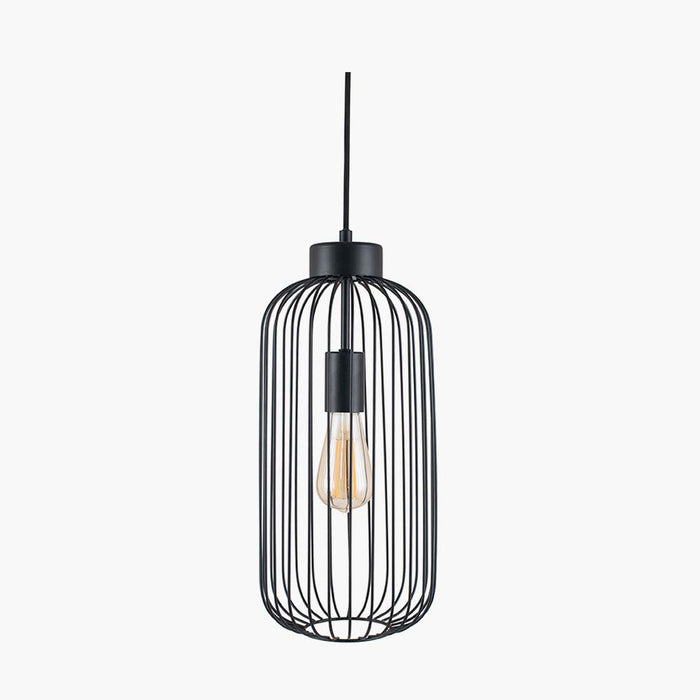 Pacific Dania Matt Black Metal Wire Tall Pendant 35-304