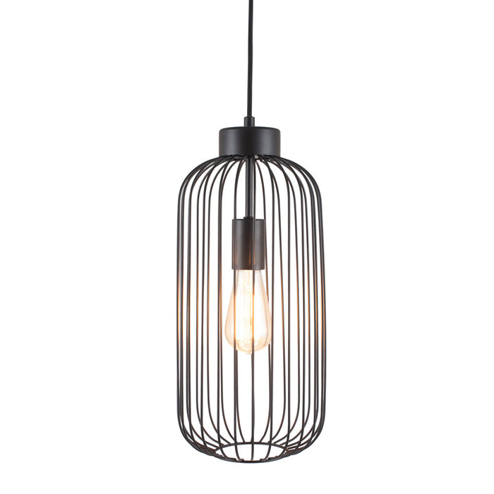 Pacific Dania Matt Black Metal Wire Tall Pendant 35-304
