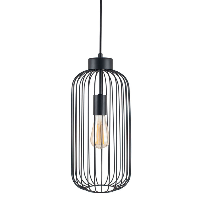 Pacific Dania Matt Black Metal Wire Tall Pendant 35-304