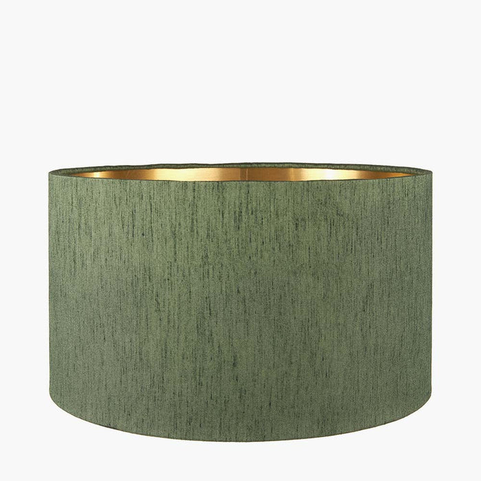 Pacific Stellan 30cm Green Slubbed Faux Silk Gold Lined Cylinder Shade 36-068-12GR