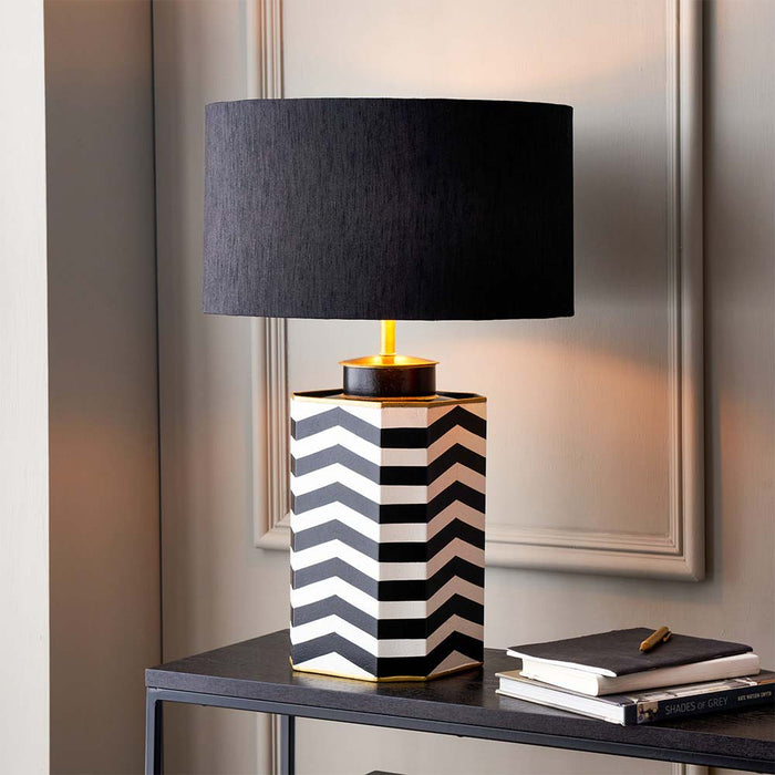 Pacific Stellan 35cm Black Slubbed Faux silk Gold Lined Cylinder Shade 36-068-14BK