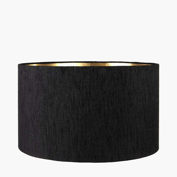 Pacific Stellan 35cm Black Slubbed Faux silk Gold Lined Cylinder Shade 36-068-14BK