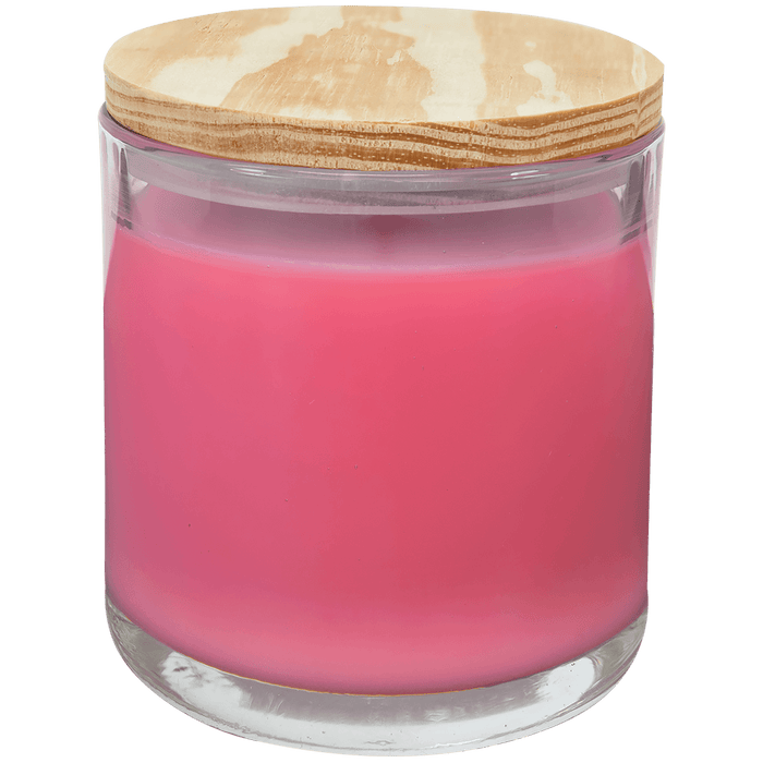 Large 14oz peony rose scented candle in a white jar with personalized custom label