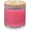 Large 14oz peony rose scented candle in a white jar with personalized custom label