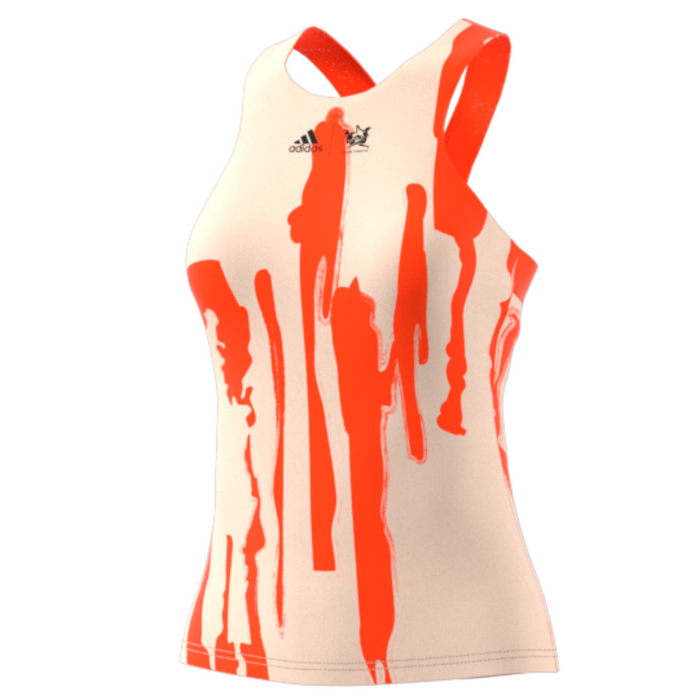 Adidas Performance Thebe Magugu New York Y-Back Tennis Tank Top - Ecru Tint/Impact Orange