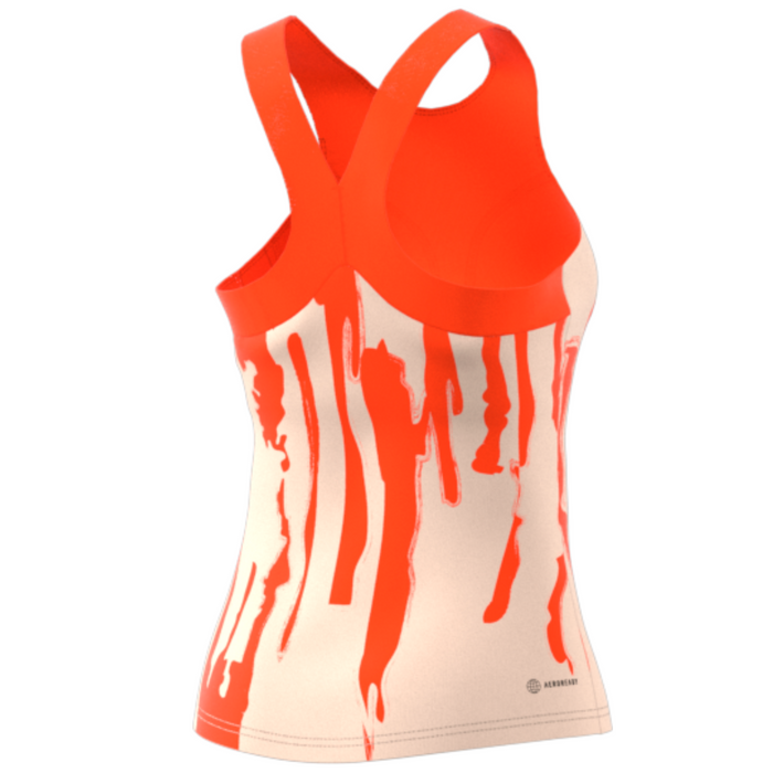 Adidas Performance Thebe Magugu New York Y-Back Tennis Tank Top - Ecru Tint/Impact Orange