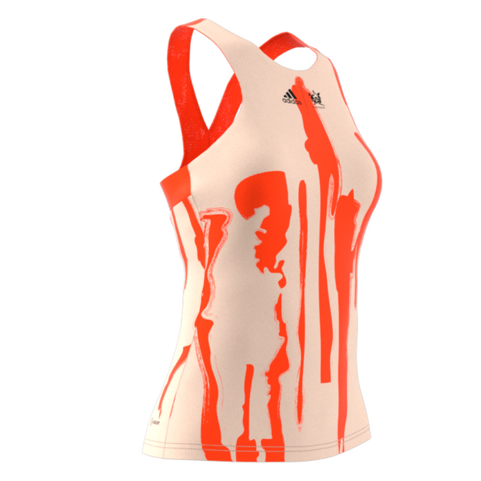 Adidas Performance Thebe Magugu New York Y-Back Tennis Tank Top - Ecru Tint/Impact Orange