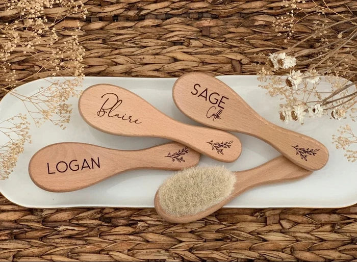 Personalized Goat Hair Baby Brush