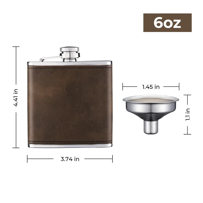 Engraved leather flask gift for weddings, Father's Day and graduations