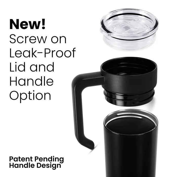 Black personalized 20 oz skinny tumbler with custom logo or text