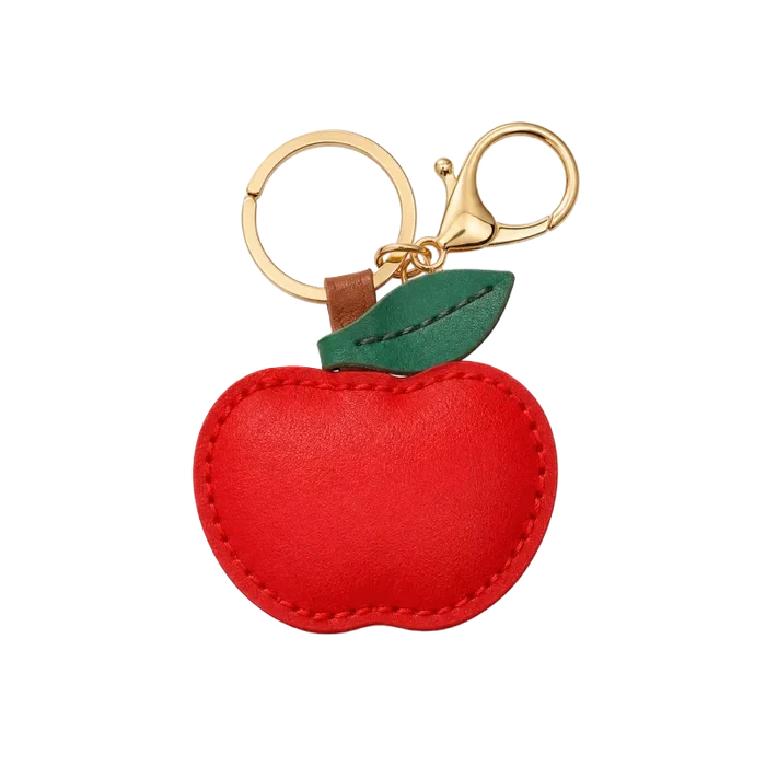 Personalized Vegan Leather Apple Keychain