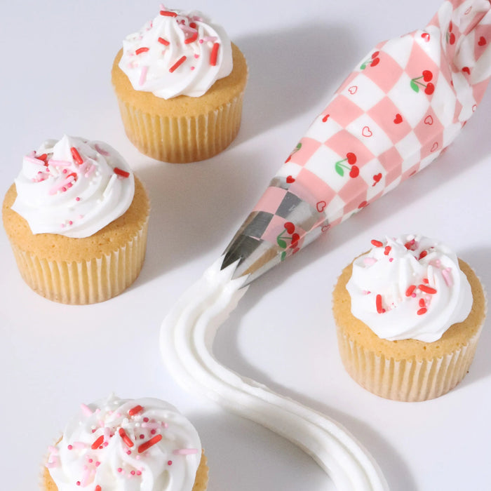 PME Cherry Checkerboard Disposable Icing Piping Bags – 12 in, Pack of 12