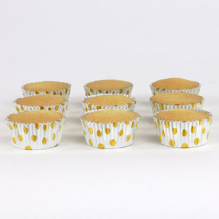 PME Foil Lined Cupcake Cases, Gold Polka Dots