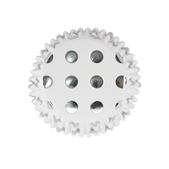 PME Foil Lined Cupcake Cases, Silver Polka Dots