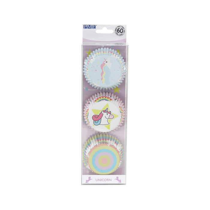 PME Foil Lined Cupcake Cases, Unicorn, Pk of 60, Set of 3 designs