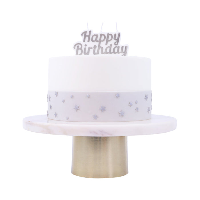 PME Happy Birthday Candle, Silver