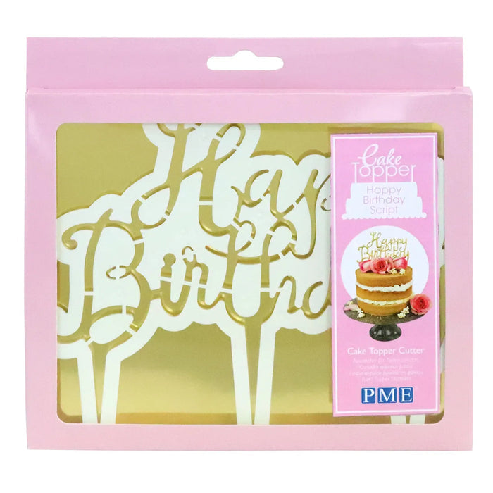 PME Happy Birthday Script Cake Topper Cutter – 7.3 × 6 in