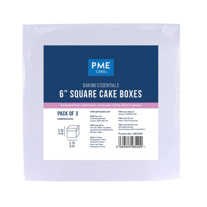 PME Square Cake Box 6in, Set of 3
