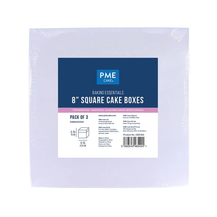 PME Square Cake Box 8 x 6in, Set of 3