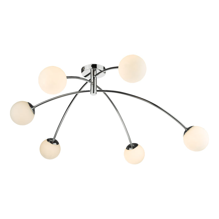 Puglia 6 Light Semi Flush Polished Chrome Opal Glass<br>Polished Chrome