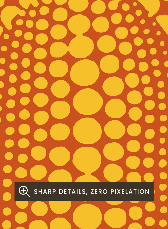 Inspired by Yayoi Kusama 草間彌生 Pumpkin Forever Art, this exhibition Japanese poster art print showcases illustration of orange polka dot pumpkin against Yellow background. Featuring abstract Pumpkin Forever art, this Japani vintage exhibition poster by Yayoi Kusama is perfect for any boho, retro, minimalist, or abstract space.
