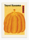 Inspired by Yayoi Kusama 草間彌生 Pumpkin Forever Art, this exhibition Japanese poster art print showcases illustration of orange polka dot pumpkin against Yellow background. Featuring abstract Pumpkin Forever art, this Japani vintage exhibition poster by Yayoi Kusama is perfect for any boho, retro, minimalist, or abstract space.