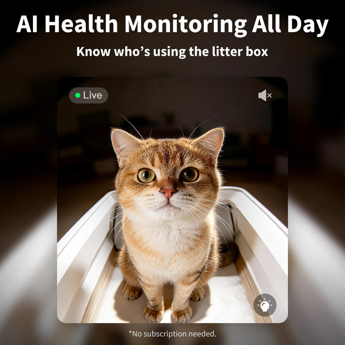 Built-in AI camera in PUROBOT CRYSTAL DUO enables live monitoring with no subscription required.