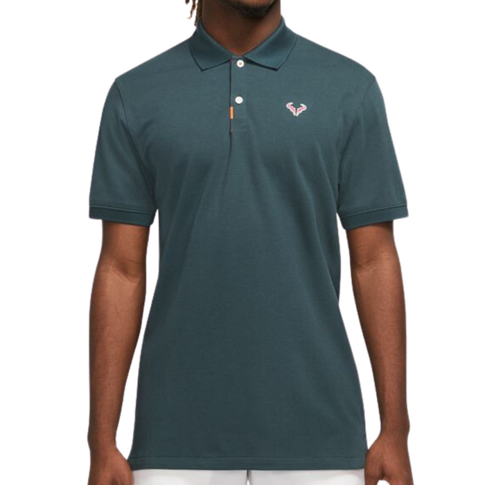 Nike Rafa Slim-Fit Men Tennis Polo - Deep Jungle/Fireberry/Fireberry