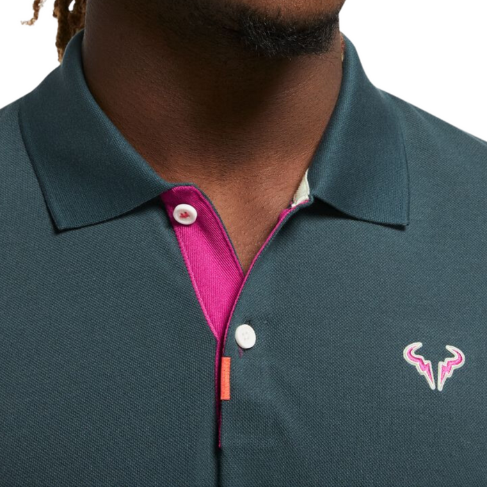 Nike Rafa Slim-Fit Men Tennis Polo - Deep Jungle/Fireberry/Fireberry