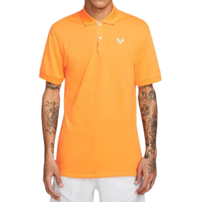 Nike Rafa Slim-Fit Men Tennis Polo - Vivid Orange/White/Baltic Blue