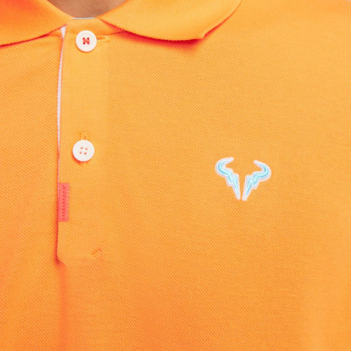 Nike Rafa Slim-Fit Men Tennis Polo - Vivid Orange/White/Baltic Blue