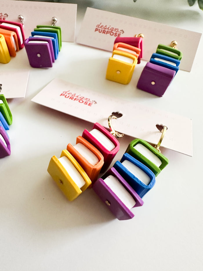 Rainbow Book Stack Earrings