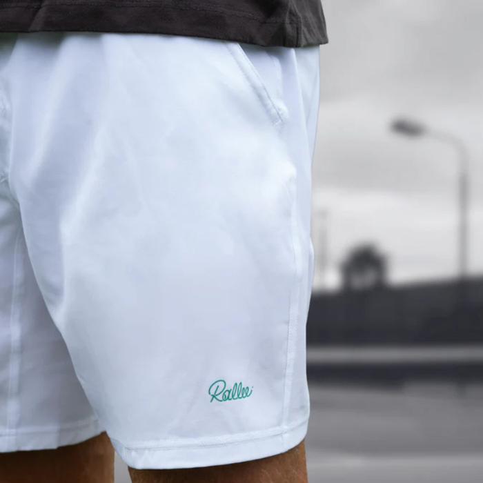 Rallee Lined Signature Mens Tennis Short - White