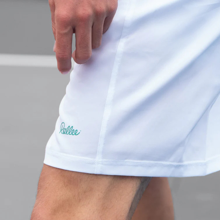 Rallee Lined Signature Mens Tennis Short - White