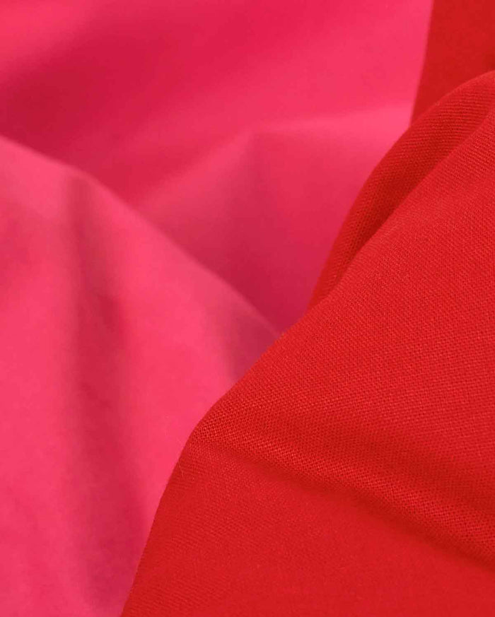 Reversible Percale Bedding Set - Fuchsia & Red