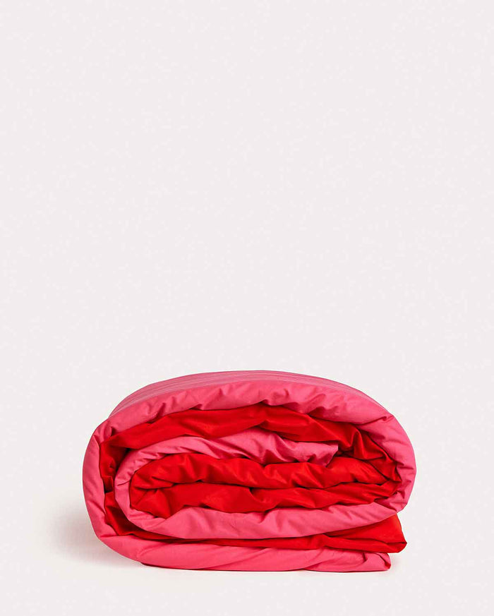 Reversible Percale Bedding Set - Fuchsia & Red