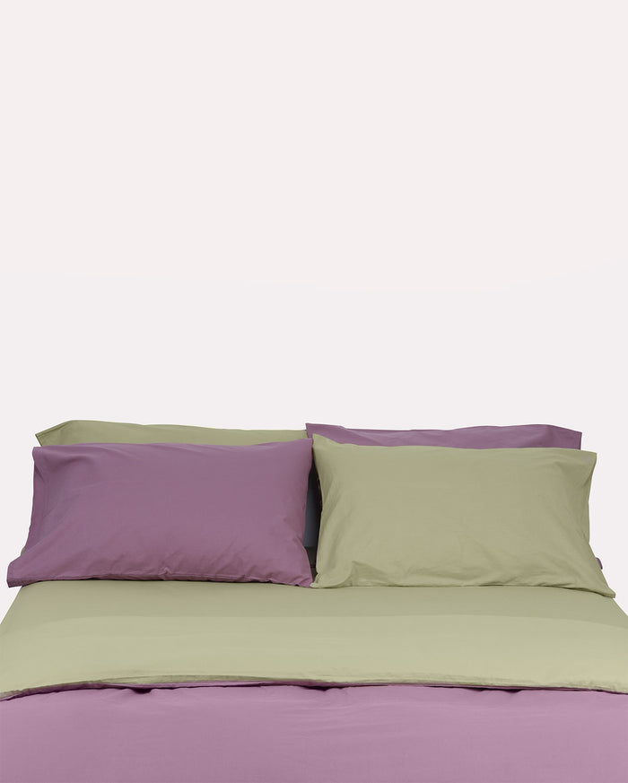 Reversible Percale Bedding Set - Sage Green & Lilac
