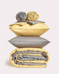 Reversible Sateen Bedding Set - Yellow & Dove Grey
