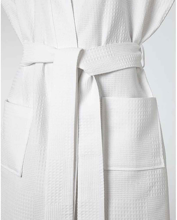 Santorini Cotton Bath Robe - White