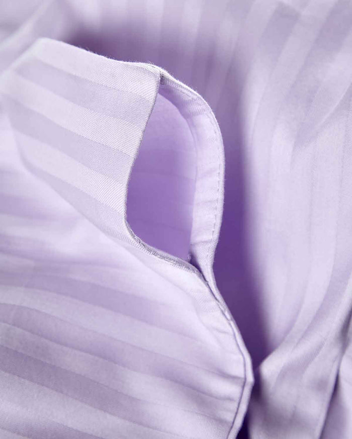 Sateen Stripe - Core Bedding Set - Lilac & Grey