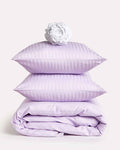 Sateen Stripe - Core Bedding Set - Lilac & White