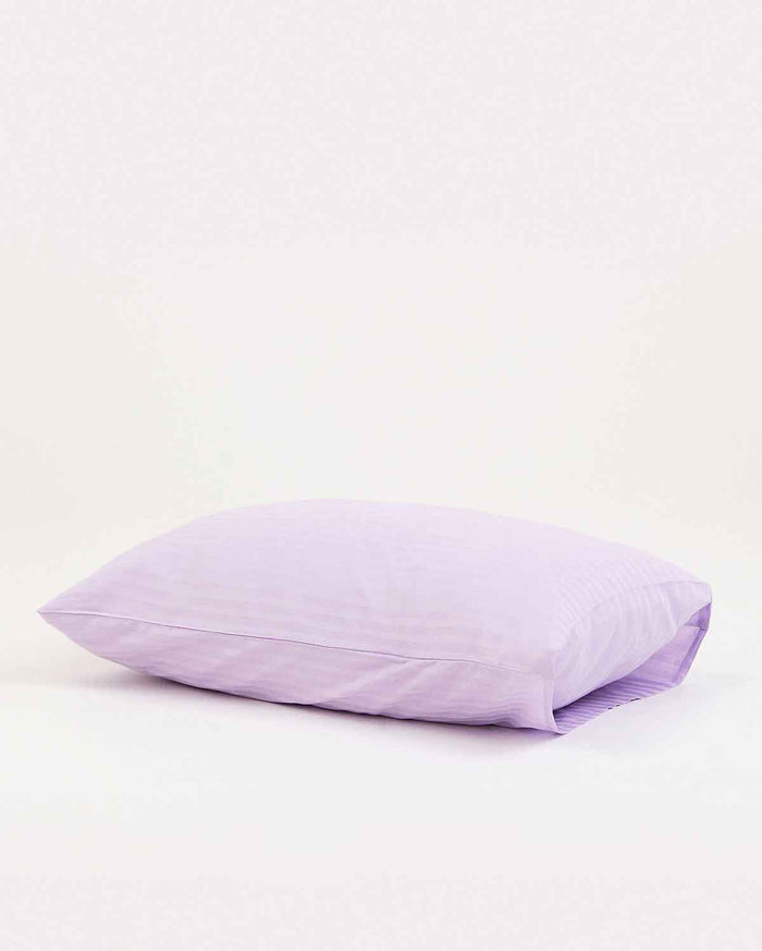 Sateen Stripe - Core Bedding Set - Lilac & White