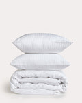 Sateen Stripe - Duvet Cover Set - White - Ocoza