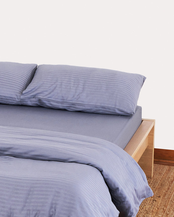 Sateen Stripe Duvet Cover - Dark Grey