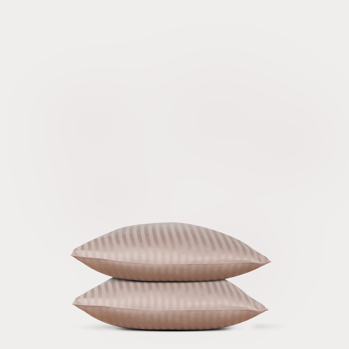 Sateen Stripe Duvet Cover Set - Cappuccino